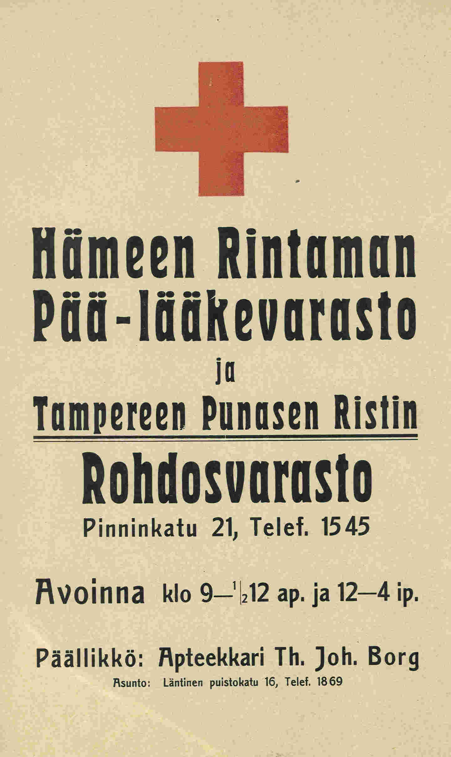 Rohdosvarasto 1918.